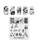 KADS Nail Stamping Plate Chinese Style Nail Art Stamp Template bamboo Lotus DIY Image Template Manicure Stamping Plate Stencil Tools (CN028) - Buy Online on SooperMarket.com