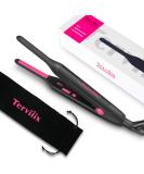 Terviiix Pencil Flat Iron - Mini Hair Straightener for Short Hair, Beard, Pixie Cut - Ceramic Tourmaline, Dual Voltage, Adjustable Temperature - Pink - Buy Online on SooperMarket.com