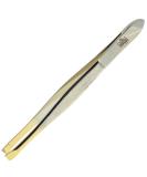 Camila Solingen CS31 3 1/2 Gold Tipped  Surgical Grade  German Stainless Steel Tweezers (Straight) - Flawless Facial Hair and Eyebrow Shaping and Removal for Men/Women - Buy Online on SooperMarket.com