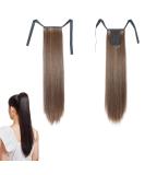 Clip In Ponytail Hair Extension - Ombre Brown Straight Wrap Around Synthetic Hairpiece for Women | 22 inch - GBMW046 - Buy Online on SooperMarket.com