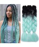 Tess Braids Extensions 60 cm - 3 Pack Jumbo Kanecalon Hair Braids for Box Braids - Ombre Black/Light Green - 100g Bundle - Buy Online on SooperMarket.com
