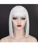 Entranced Styles Short White Wig with Bangs - Heat Resistant Bob Wig for Women | Cosplay & Halloween Party Use - Buy Online on SooperMarket.com
