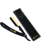 Premium BLACK & GOLD Stainless Steel Straight Edge Barber Razor - Exchangeable Blade Safety Razor - Macs-045B - Buy Online on SooperMarket.com