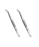 Stainless Steel Tweezers, with Curved Serrated Tip Multipurpose Tweezers Sewing Machine Tweezers Forceps for Craft Repairing (2 Pcs set) 2 Count (Pack of 1) - Buy Online on SooperMarket.com