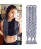 Tess Braids Extensions Art Hair Crochet Jumbo Braids | Synthetic Braiding Hair 165g 41 (100cm) - Silver Gray 104cm | International Shipping Available - Buy Online on SooperMarket.com