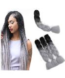 Showjarlly Kanecalon Kunsthaar Hair KanCalon Hair Braids Extension Ombre Jumbo Braid Hair extension 24 " KanCalon braids Box Hair Kunsthaar Hair for Inclined Black/Silver# 61cm-24 inch (3 SPACE) Black silver - Buy Online on SooperMarket.com
