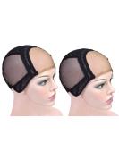 Buy 2-Pack 4x4 Inch U-Part Swiss Tip Wig Caps - Adjustable Straps for Wig Production | Medium Black (54cm) - Buy Online on SooperMarket.com