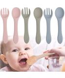 6 Pcs Silicone Baby Weaning Forks and Spoons Set for Self-Feeding - Training Utensils for Toddlers and Babies Over 6 Months - Boy and Girl First Foods - Buy Online on SooperMarket.com