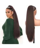 PORSMEER 30 Inch Yaki Straight Drawstring Ponytail Clip In Extensions for Women Kinky Straight Pony Tail Extensions Hair Extensions Ponytail (Dark brown) - Buy Online on SooperMarket.com