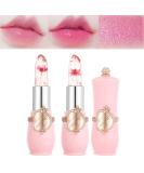 Paminify 2Pcs Jelly Clear Crystal Flower Magic Lipstick Color Changing Tinted Lip Balm - Nourishing Moisturizing Lip Stick with Flower Inside | PH Temperature Color Change Labial Magicos 01+02 - Buy Online on SooperMarket.com