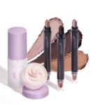 LUXAZA 3Pcs Eyeshadow Stick Matte and Shimmer Eye shadow Pencil Set with Primer & Setting Spray - Waterproof 3-in-1 Eye Makeup Kit in B-Cocoa - Buy Online on SooperMarket.com