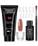 Lofuanna Poly Nail Gel Set - 60ml Dark Nude Nail Extension Kit | All-in-One Nail Gel Kit with Slip Solution Brush & Forms | Perfect for Beginners - Nail Art Design - Buy Online on SooperMarket.com