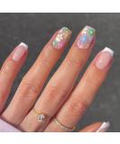 White French Multicolor Flowers Press on Nails - Coffin Stick on Nails Nails Tips Full Cover Fake Nails Glossy Nails for Women Girls DIY Nail Manicure 24 PCS False Nails 01 - Buy Online on SooperMarket.com