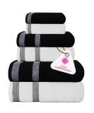CASA COPENHAGEN Solitaire 600 GSM 6-Piece Towel Set - Super Soft Egyptian Cotton - White + Black - Buy Online on SooperMarket.com