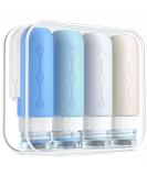 Silicone travel bottles 90ml set Gemice 4 pieces of vertical travel container and toilet article set FDA approved refillable fluid container for shampoo cream rinse body care blue - Buy Online on SooperMarket.com