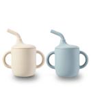 Pandaear 2 pieces silicone drinking cup from 6 months with straw and handle lids leak -proof baby drinking cup children - Buy Online on SooperMarket.com