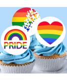 24 x Pre-Cut Pride 3 Edible Stand up Wafer/Rice Paper Cupcake Cake Dessert Toppers LGBTQ Party Rainbow Flag Decorations (Pride 3) - Buy Online on SooperMarket.com