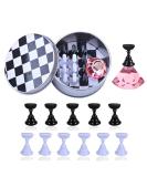 Kalolary Nail Art Display Stand Set - Pink Magnetic Holder for Fingernail Tips, Crystal Chessboard Design for DIY Training Practice - Nail Art Holder Stand - Buy Online on SooperMarket.com