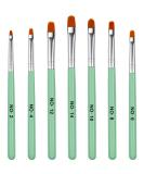 7-Piece UV Gel Nail Brush Set - Acrylic Nail Art Polygel Brushes with Wooden Handle - 7 Sizes for Extensions & Manicure - Green - Buy Online on SooperMarket.com