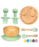77 Star Bamboo Baby Weaning Set | Suction Bowl, Plate, Spoon & Fork | Non-Slip Baby Feeding Set with Strong Detachable Suction Base | Mist Color - Buy Online on SooperMarket.com