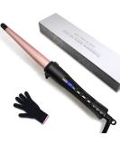 1/2-1 Inch Tapered Curling Iron | Ceramic Hair Curler Wand | Adjustable Temperature | Heat Resistant Glove | Rose Pink - Buy Online on SooperMarket.com