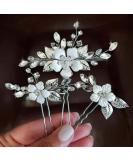 Bride Wedding Silver Crystal Hair Pins - 3 Pack Bridal Headpieces for Women and Girls - A-Silver - Buy Online on SooperMarket.com