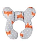 Baby Car Seat Travel Neck Pillow - Cute Fox Design | Infant Head Support Cushion for Pushchair, Stroller, Car Seat | Soft U-shaped Neck Rest Protector - Buy Online on SooperMarket.com