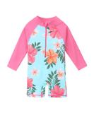 HUAANIUE Baby Girls Short Sleeve One Piece Swimsuit | UPF 50+ Sun Protection | Cyanflower Swimwear | 2-3 Years - Buy Online on SooperMarket.com