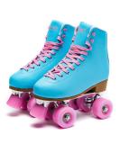 Goupsky Roller Skate Shoes for Women/Youth - Retro 4 Wheels Quad Skates - Blue Size 9 - Indoor & Outdoor - Buy Online on SooperMarket.com