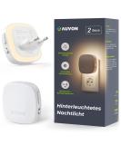 Auvon night light socket with movement sensor and twilight sensor 2 pieces of warm white LED backlit night light with 1-50 lm brightness adjustable for hallway stairs bedroom - Buy Online on SooperMarket.com