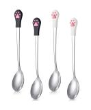4-Piece Stainless Steel Pet Can Spoons Set - White and Black | Dog and Cat Food Spoons - Buy Online on SooperMarket.com