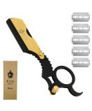 Krisp Shave Professional Classic Straight Edge Barber Razor for Close Shaving - Salon Quality Men's Beard Shavette with 10 Blades - Buy Online on SooperMarket.com