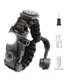 NVioAsport 20 in 1 Survival Paracord Bracelet Adjustable Gear Kit with SOS LED Light, Fire Starter, Bigger Compass, Survival Whistle, Perfect for Camping, Hiking, Fishing Black 1PC - Buy Online on SooperMarket.com