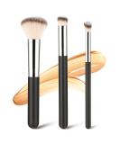 Amaxiu 3 Pcs Foundation Contour Brushes - Foundation Brush & Concealer Brush & Blusher Brush Under Eye Nose Contour Kabuki Brush for Blending Liquid Cream Sculpting Highlighting Mineral Makeup - Buy Online on SooperMarket.com