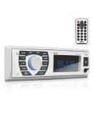 Pyle Bluetooth Marine Receiver Stereo - 12v Single DIN Style Boat In dash Radio Receiver System with Digital LCD, RCA, MP3, USB, SD, AM FM Radio - Remote Control, Wiring Harness - PLRMR23BTW (White) - Buy Online on SooperMarket.com