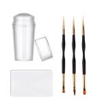 Famidiqgo Nail Stamper Set - French Tip Nail Art Kit with Clear Jelly Stamper Scraper & 3 Double-Ended Brushes for DIY Manicures - Buy Online on SooperMarket.com