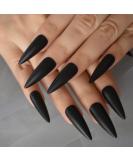 24pcs Extra Long Matte Black False Nails - Full Coverage Reusable & Long Lasting - International Shipping Available - Buy Online on SooperMarket.com