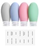 OPRET 4 pieces 100ml silicone travel bottles set with label which can be filled with a leak replaceable empty. Route travel tanks container Travel bottles for filling cosmetics shampoo liquids BPA-free and TSA-tested blue green pink gray - Buy Online on SooperMarket.com