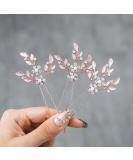 Heread Leaf Bride Wedding Hair Pins Crystal Bridal Head Dress Pearl Hair Accessories for Women and Girls (Pack of 3) (A Rose Gold) - Buy Online on SooperMarket.com