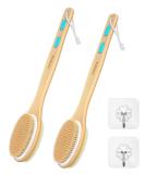 Metene 2 Pack Shower Brush with Soft and Stiff Bristles, Bath Dual-Sided Long Handle Back Scrubber Body Exfoliator for Wet or Dry Brushing 2-PACK - Buy Online on SooperMarket.com