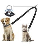 Kelivi Double Dog Lead Coupler No Tangle 360 Swivel Rotation Two 2 Splitter Heavy Duty Adjustable Bungee Reflective Dual Leash for Walking Medium Large (Black) - Buy Online on SooperMarket.com