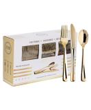 N9R 300PCS Gold Plastic Silverware - Gold Plastic Cutlery Set Disposable Flatware Dinnerware -100 Gold Forks, 100 Gold Spoons, 100 Gold Knives for Party, Birthday, Wedding Gold Utensils - Buy Online on SooperMarket.com