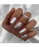 24pcs Square False Nails Short for Women Stick on Nails Silver Glitter Press on Nails French False Nails Removable Glue-on Nails Fake Nails Women Girls Nail Art Accessories 0220Y99 - Buy Online on SooperMarket.com
