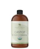 Organic Castor Oil - USDA Certified 100% Pure Cold Pressed Non-GMO | 16 oz for Skin Hair Nails & Eyelashes Growth - Nourishes & Hydrates - Buy Online on SooperMarket.com