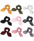 Scrunchies Hair Ties Silk Satin Scrunchy - Cute Bow Bunny Ear Hair Elastic Ponytail Holder Bobbles Soft Elegant Elastic Hair Bands with Tail Ribbon - Buy Online on SooperMarket.com