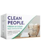 Clean People All Natural Fabric Softener Sheets - Plant-Based, Eco Friendly Dryer Sheets - Naturally Softens & Removes Static Cling - Vegan Laundry Softener With Essential Oils - Fresh Scent, 2 x 80 Packs - Buy Online on SooperMarket.com