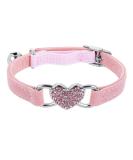 Jagowa Rhinestone Heart Cat Collar with Safety Belt Adjustable Flocking Colored Diamond Design with Bell - Pet Supplies for Small Cats and Dogs (Pink) - Buy Online on SooperMarket.com
