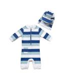 BONVERANO Baby Boys Swimsuit UPF 50+ Long-Sleeve Zipper One Piece - Stripe 2, 12-18 Months - Buy Online on SooperMarket.com