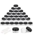 30 Pieces 5g Black Cosmetic Containers with Mini Spatula - Clear Sample Jars for Lotion Lip Balm & Cream | Perfect for Nail Accessories - Buy Online on SooperMarket.com