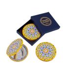 Totally Turkish Metal Compact Mirror Small Folding Round Mirror With Magnetic Close 1x & 2x Magnification For Handbags Make-Up Travel & Commutes Bright & Funky Geometric Pattern (Venus) - Buy Online on SooperMarket.com